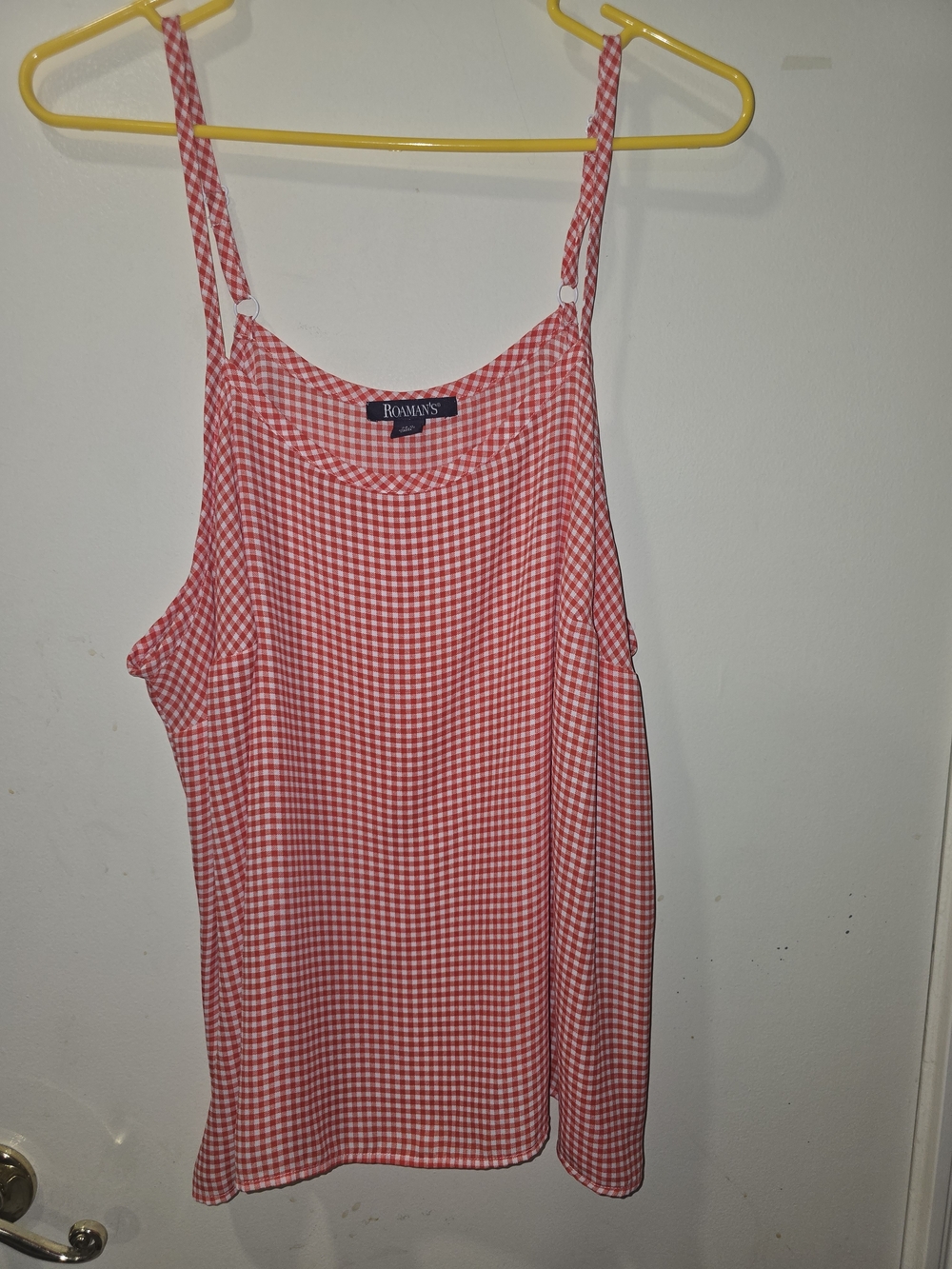 Roaman's Red Gingham Spaghetti Strap Top